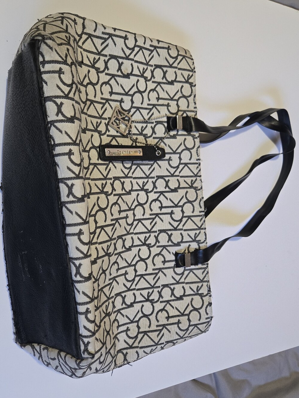Calvin Klein Black & Cream Logo-Print Tote